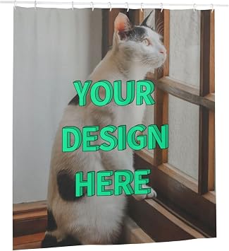 Custom Shower Curtain with Your Photos, Personalized Funny Waterproof Shower Curtains for Bathroom with 12 Plastic Hooks 66X72