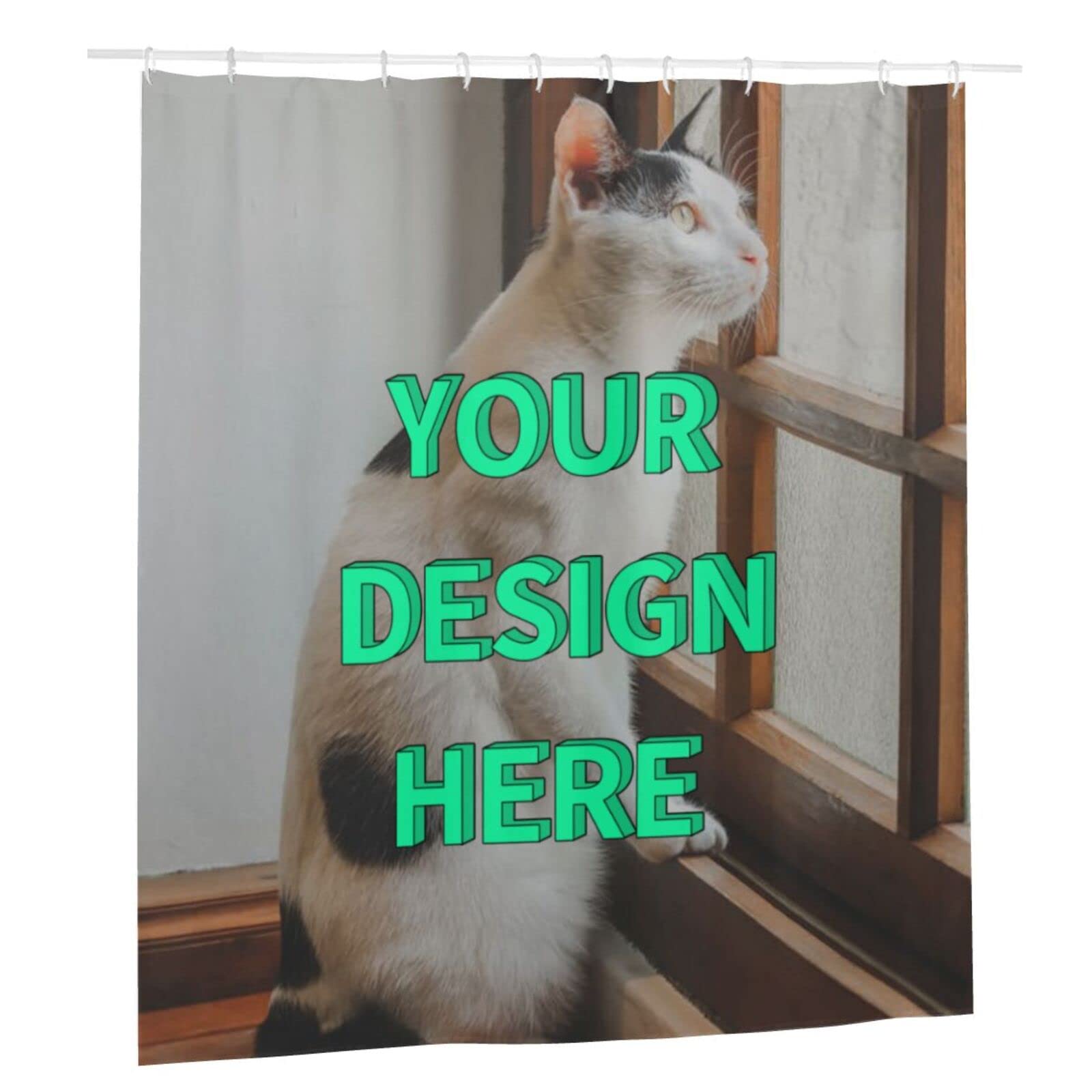 SSKBJTBDW Custom Shower Curtain with Your Photos, Personalized Funny Waterproof Shower Curtains for Bathroom with 12 Plastic Hooks (66X72)