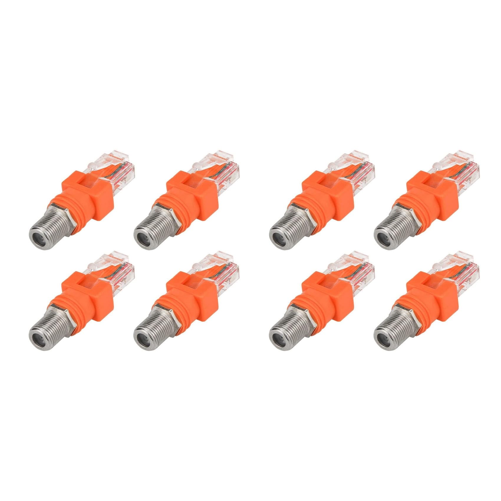 Jnchdghwa Women's Orange Coaxial To Ethernet Adapter, 8 Pack Coax F To Rj45 Male Converter For Line Tester
