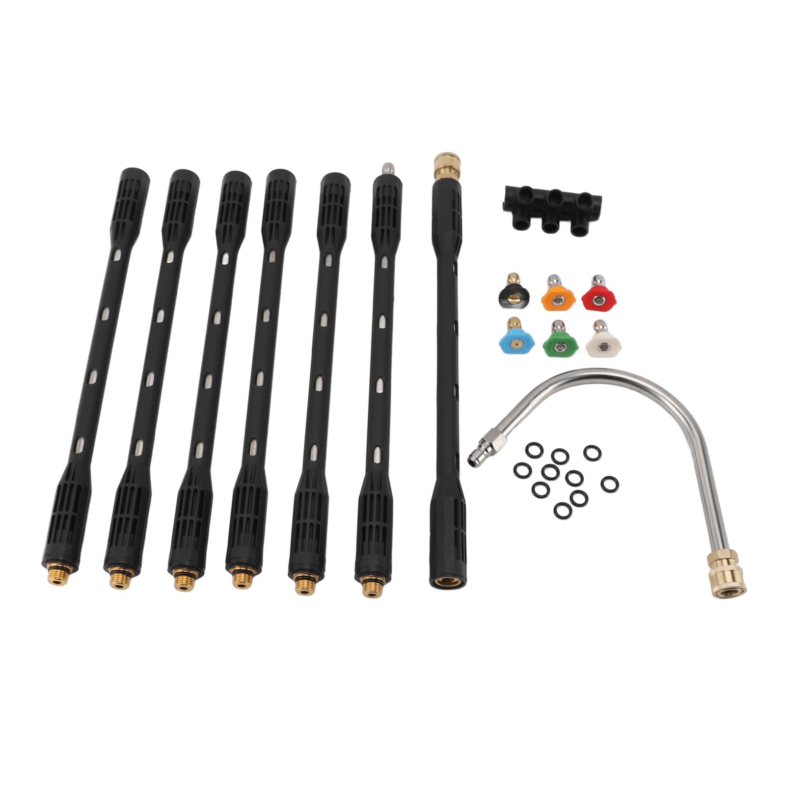 YedaHcy Pressure Washer Extension Wand Set, 1/4 Inch Connector, Stainless Steel with Black ABS, for Roof and Outer Wall, Adjustable Length, Sturdy and Easy to Use