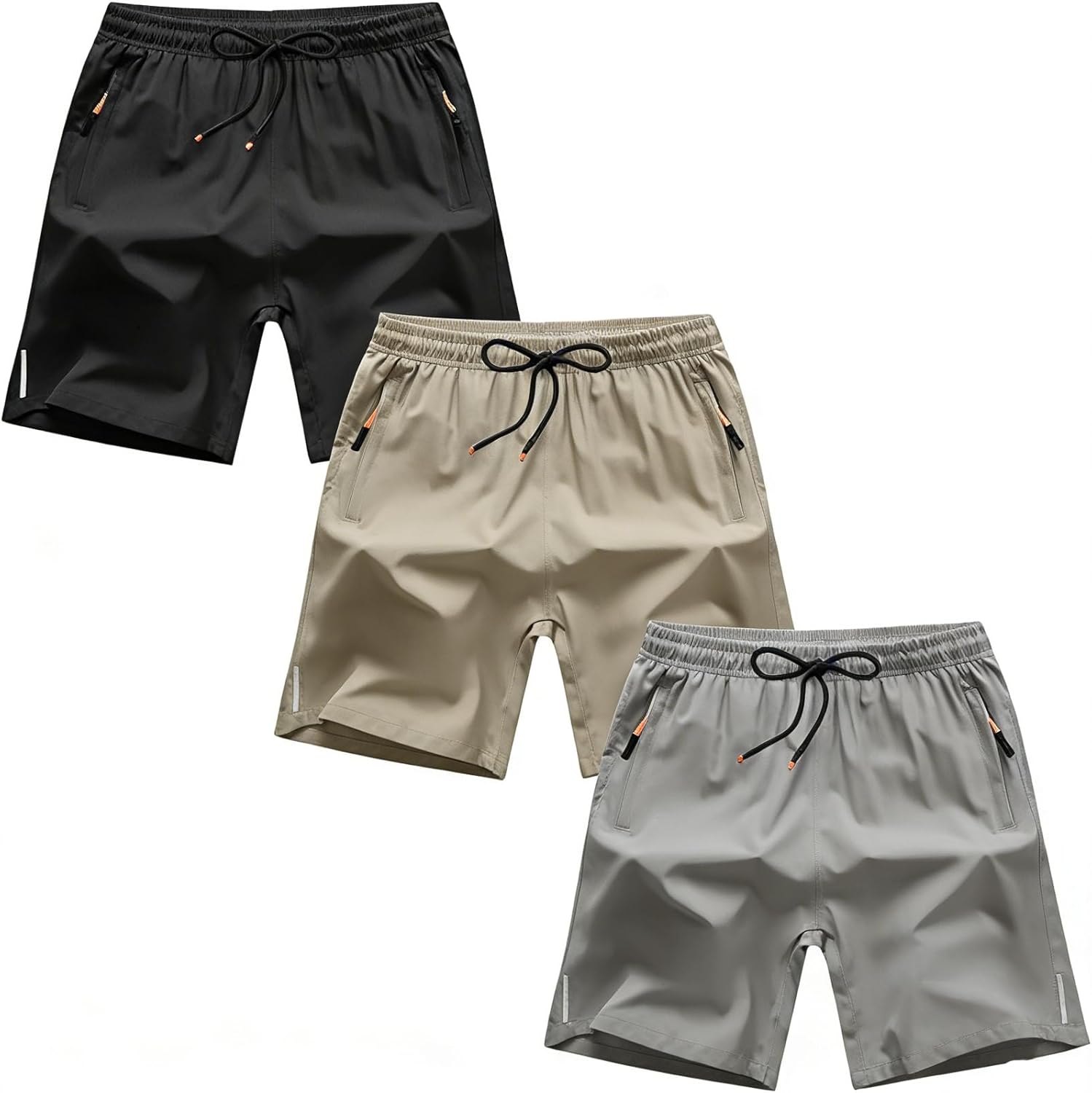 Boys Shorts Quick Dry Athletic Shorts with Zipper Pockets Running Shorts Lightweight Workout Gym Training Outdoor