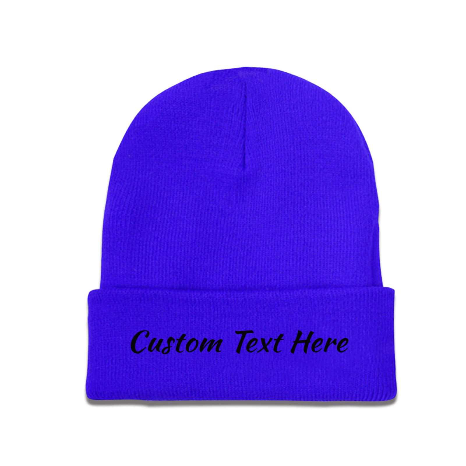 Miujonvy Unisex Blue 0 Custom Knitted Beanie Hats Slouch Blue Beanie Custom Text Here Knitted Hats