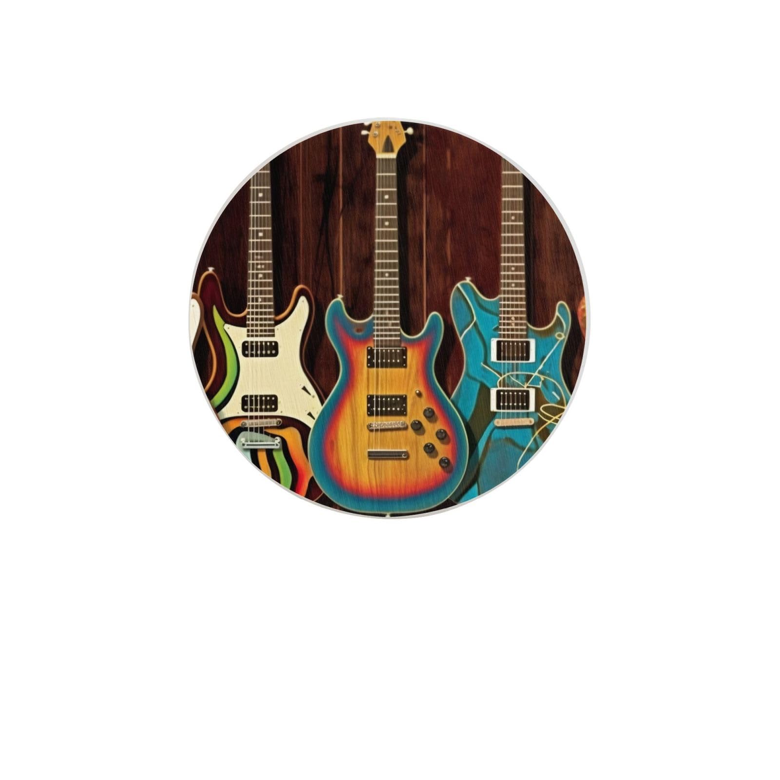 Guitars Art Absorbent Drink Coasters Diatomaceous Round Coaster 4 Inch Reusable Cup Coasters Set 4pc