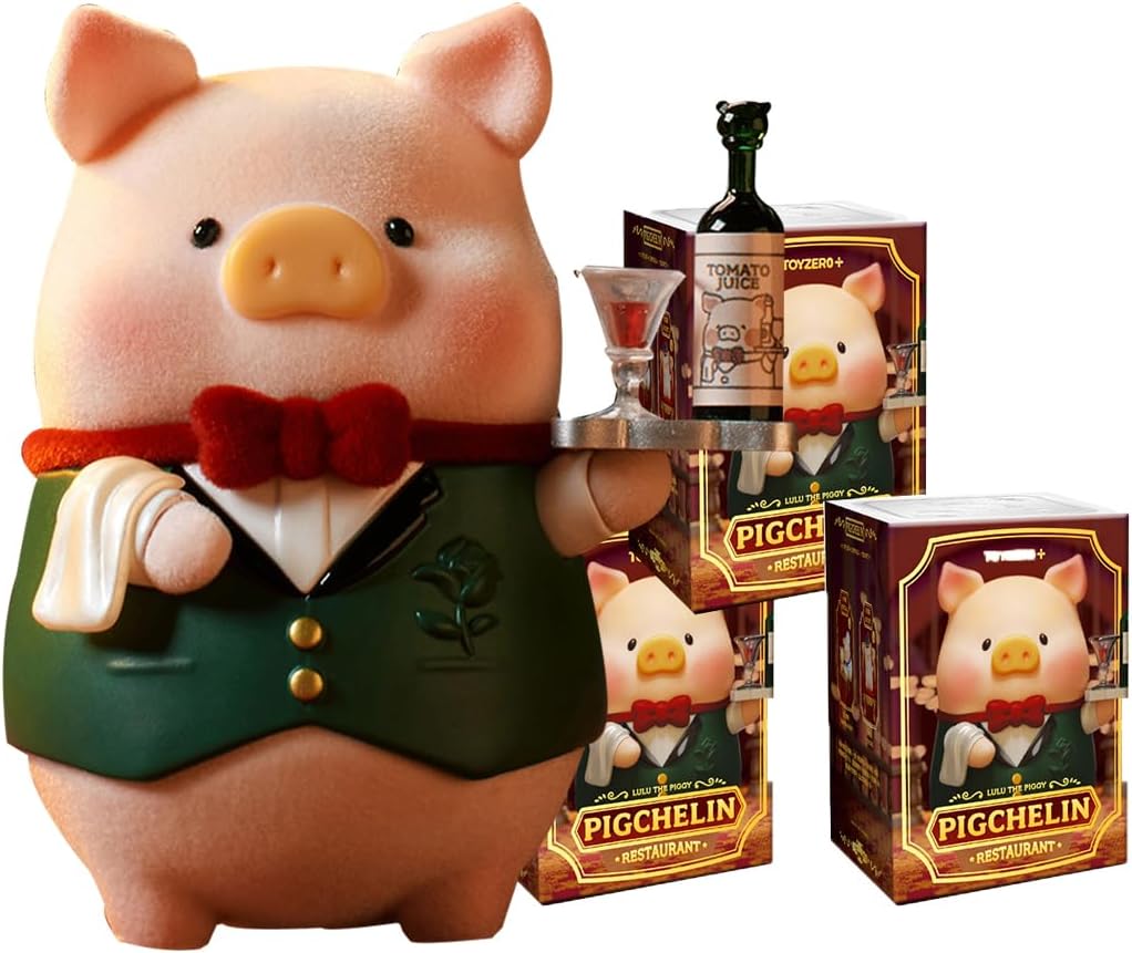 Aven Rabbit Lulu The Piggy Pigchelin Restaurant Blind Box Figures, Mystery Box Random Design Toys Birthday Gifts Christmas Collectible Toy for Desk Accessories, 3 PCS