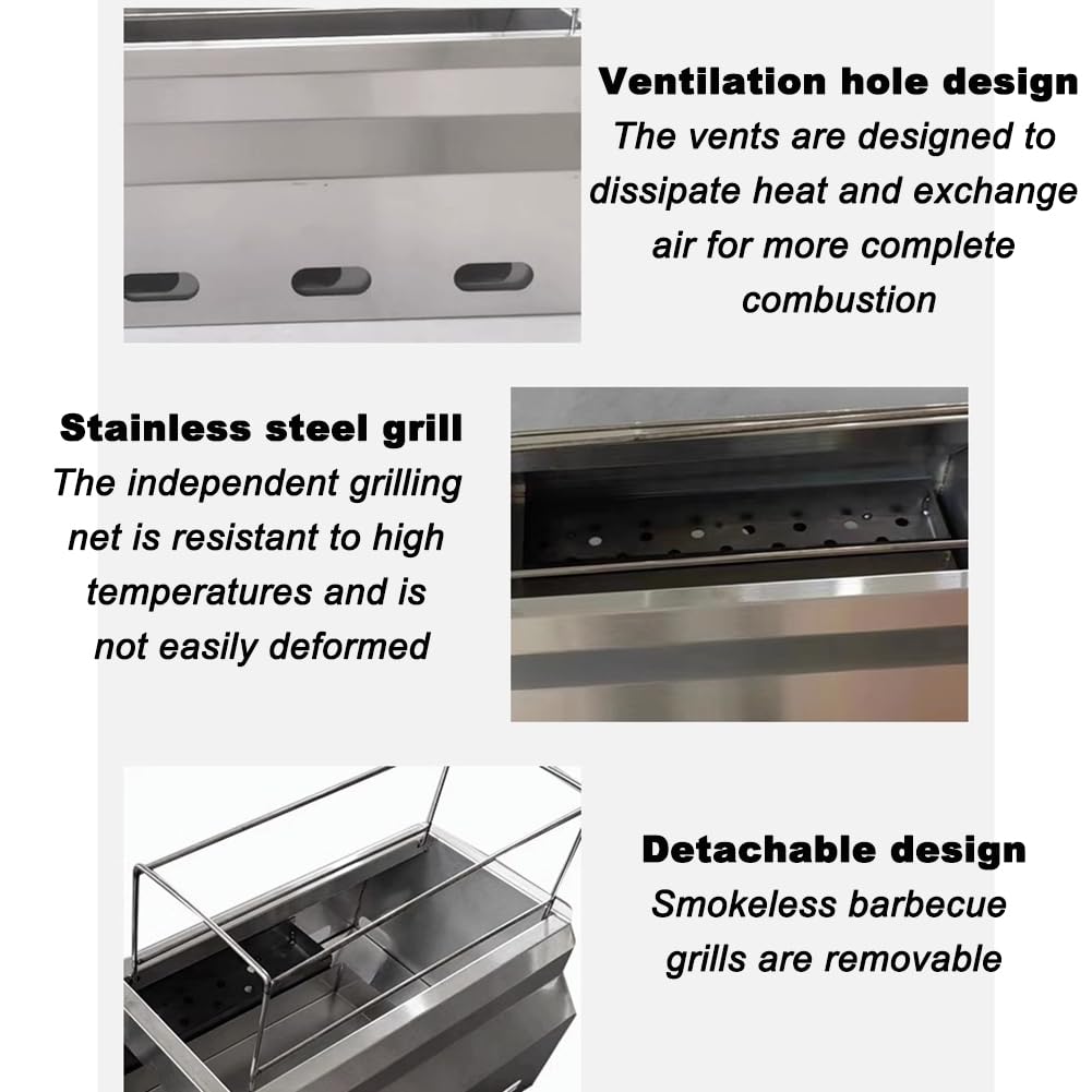 Grill di Carbone Staccabile, Griglia Esterna in Acciaio Inossidabile Portatile con Manico, Sfiato, Griglia Esterna Leggera, Griglia da Campeggio, Facile da Trasportare