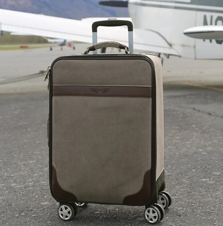 Pilot Wings Spinner Wheeled Luggage Bag with Aviation Themed Interior and Netted Pockets