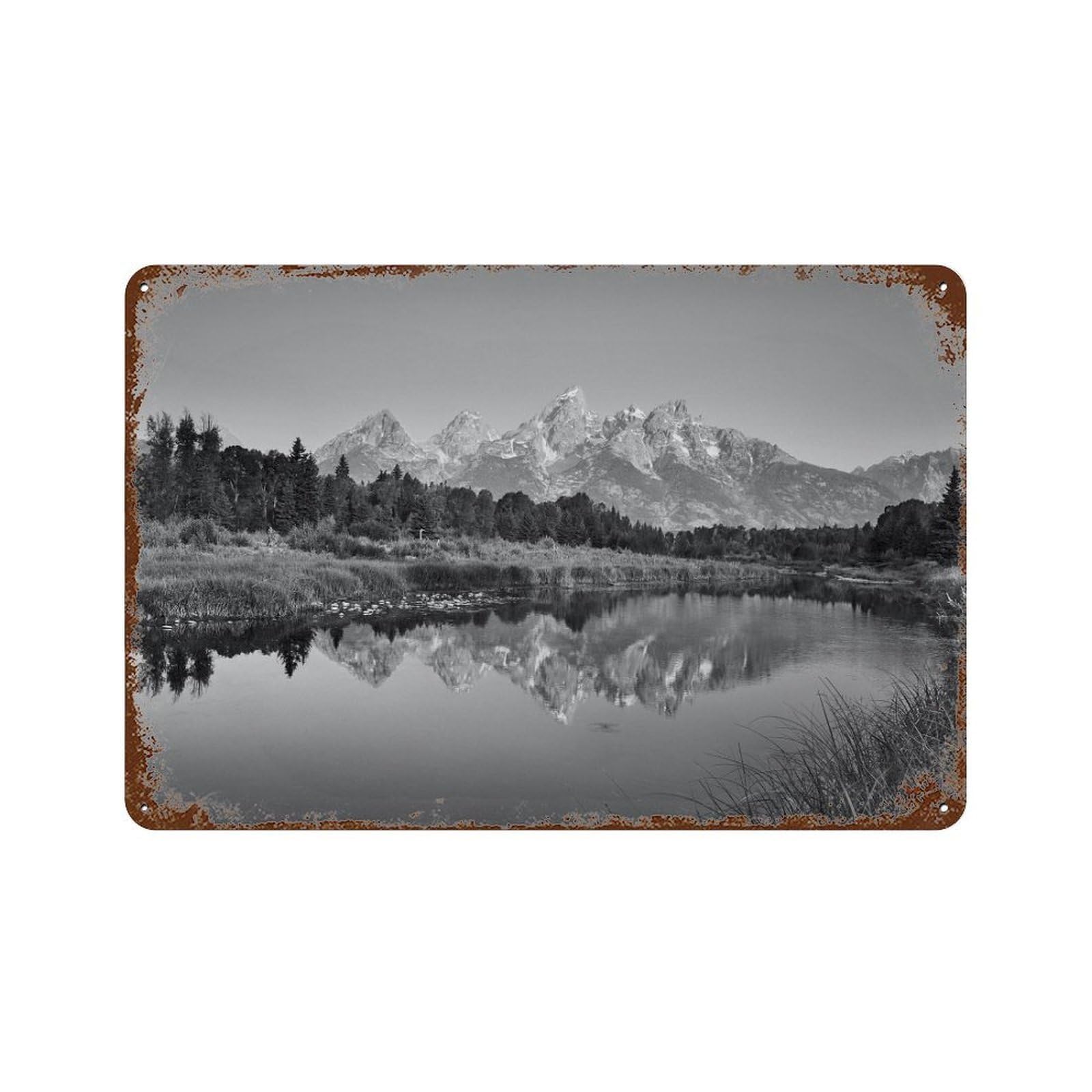 xiaoxiaoshen Black And White Jackson Hole Photo Decor Wyoming Wall Decor Art Metal Tin Poster Modern Home Decor Art Home Bar Shop Decorations Vintage Sign 20x30cm