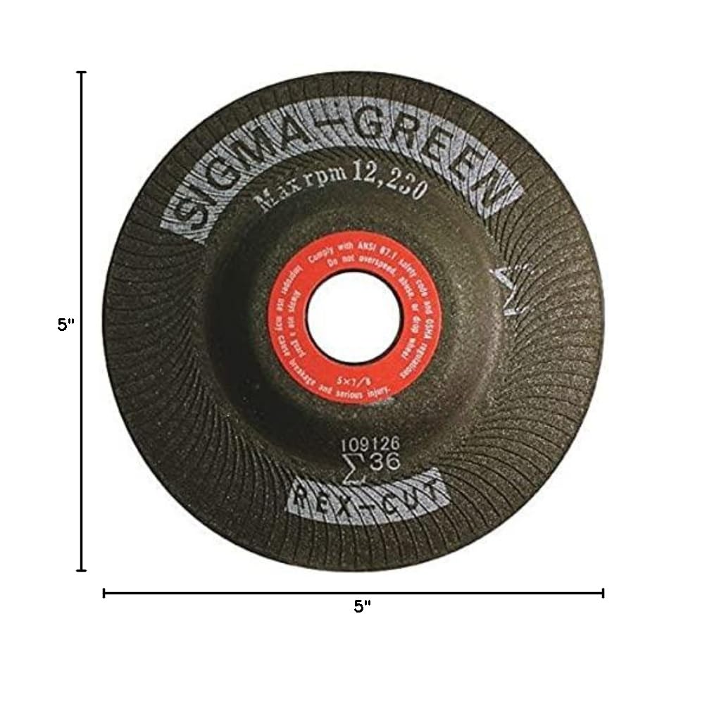 Sigma Green Grinding Wheel, 5 x 7/8", 36 Grit (Pack of 25)