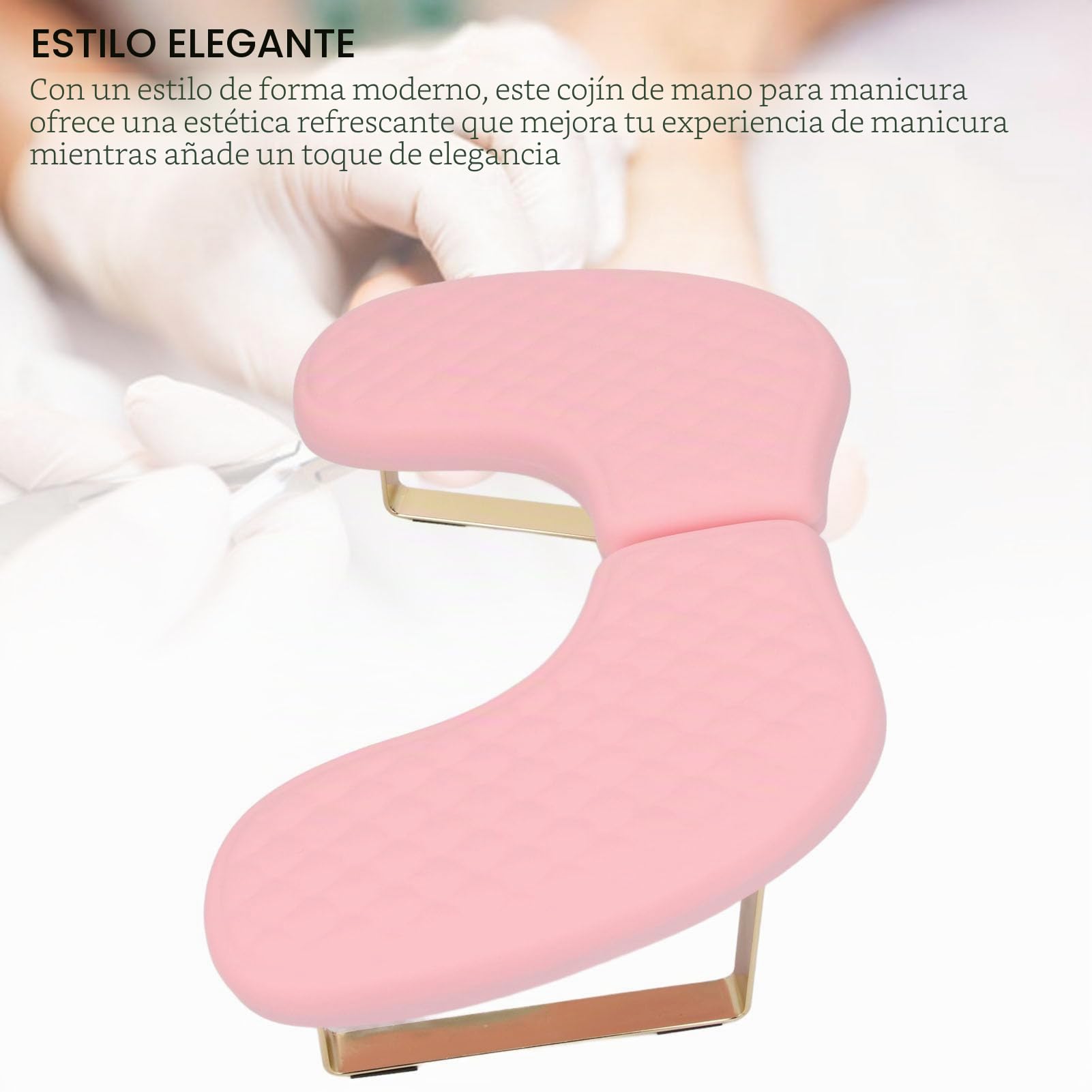 ZJchao Reposabrazos para Uñas para Manicura Nail Tech, Reposamanos en Forma de U, Diseño Ergonómico, Desmontable, Plegable con Material de PU Suave para Salón, Hogar, Viajes (Rosado)