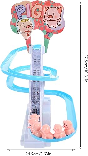 Miniatura 2 de Zerodeko Juguete de escalada de cerditos, lindo juguete de escalera de escalada de animales con música y luz, posavasos de juguete educativo