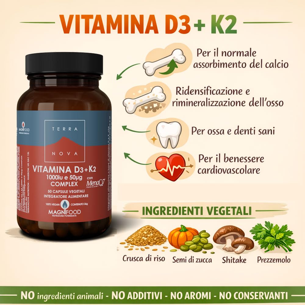 Vitamina D3 + K2 (1000 iu e 50 μg) 50 CPS 2 PEZZI CONFEZIONE RISPARMIO
