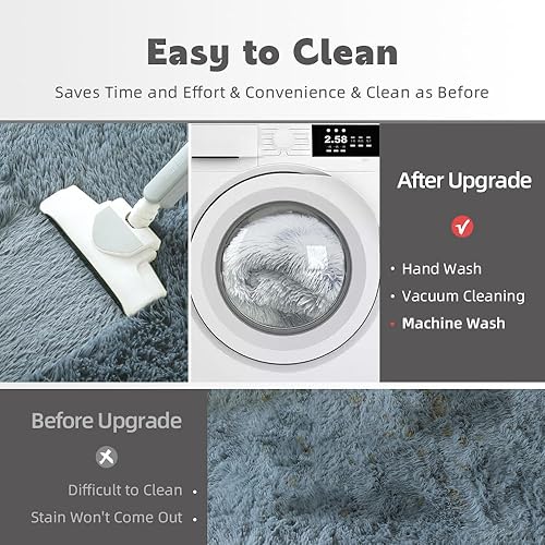 Miniatura 3 de Alfombras de área de 3 x 5 pies para sala de estar, lavables a máquina, suaves, esponjosas, antideslizantes, para sala de estar, niños, bebés,