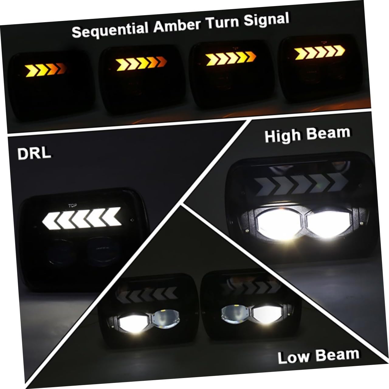 Faro Anteriore LED Quadrato 5x7 Pollici per Suv 2 Pezzi Indicatore di Direzione, ad Alta Luminosità, Compatibile con Veicoli Fuoristrada per Guida Notturna e Fuoristrada