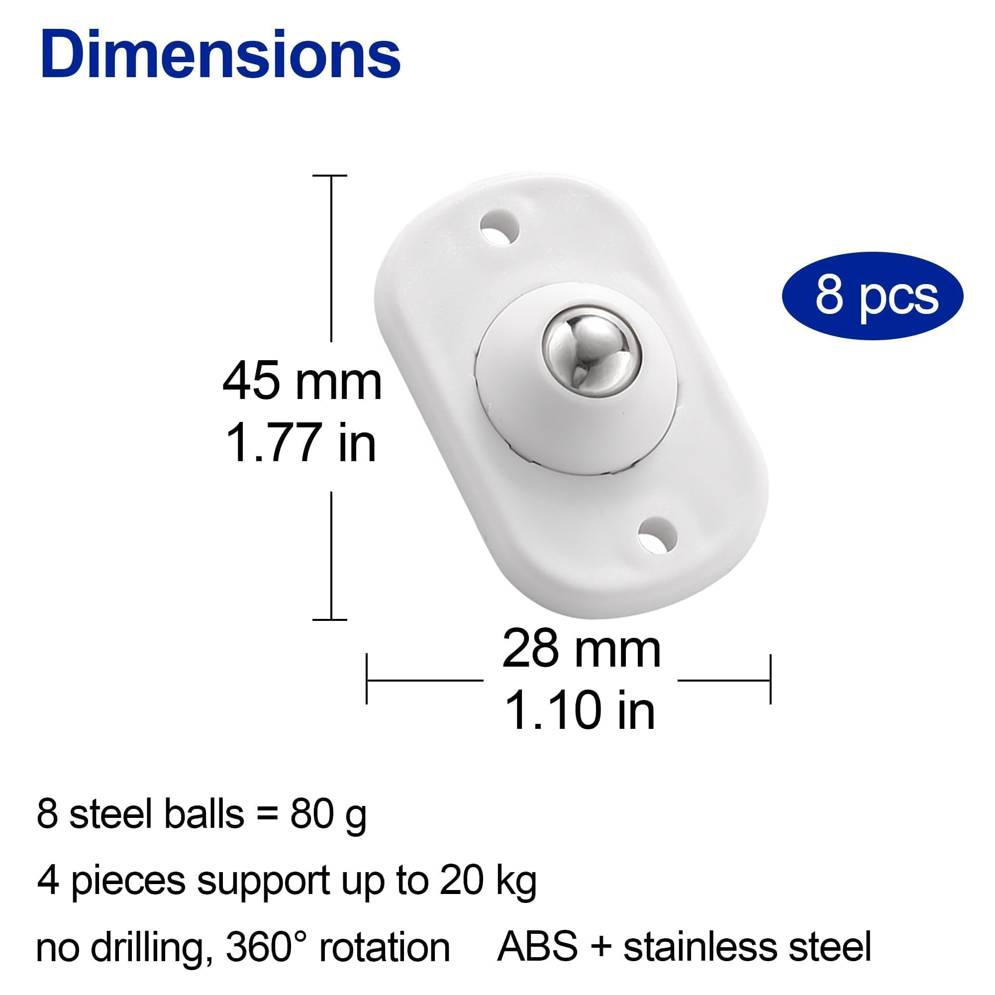 Mini Ruedas Adhesivas Giratorias Juego De 8 Para Electrodomésticos Pequeños Muebles Cocina Cajones