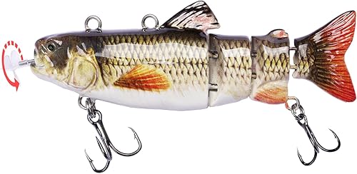 Miniatura 7 de Cebo de pesca robótico para natación, señuelos eléctricos de 3.5 pulgadas, recargable por USB, luz LED, Wobbler de 4 segmentos, multiarticulado,