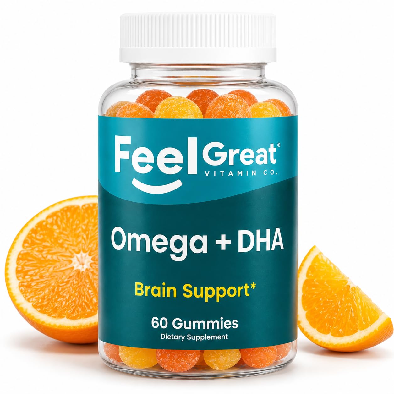 Feel Great Omega 3 6 9 + DHA Gummies for Kids & Adults, Vegetarian, 60ct