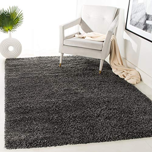 SAFAVIEH Laguna Shag Collection Accent Rug - 3' x 5', Dark Grey, Solid Design, Non-Shedding & Easy Care, 2-inch Thick Ideal for High Traffic Areas in Entryway, Living Room, Bedroom (SGL303G) -  SGL303G-3