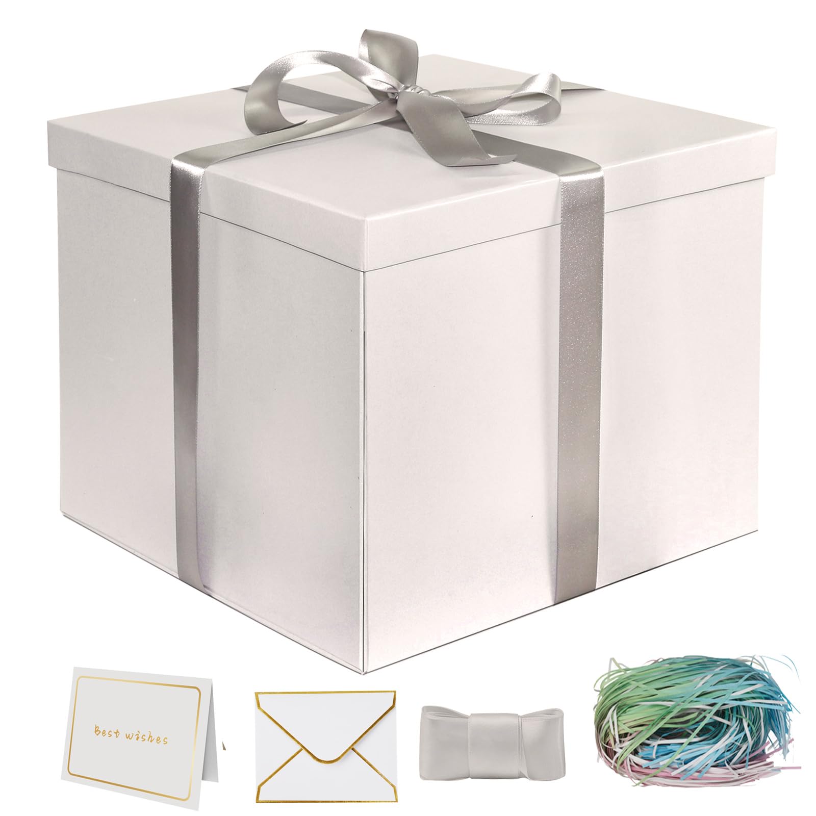 YINUOYOUJIA Large Gift Box 12x12x10 Inches,White Gift Boxes for presents,Birthday Gift Box,for Packaging,Valentine's Day,Mother's Day,Christmas,Anniversaries.
