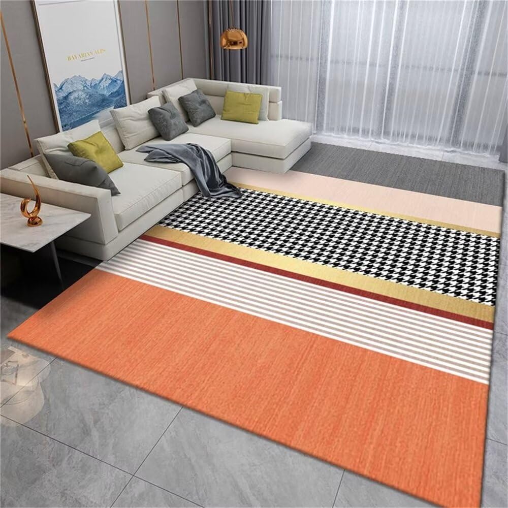 Tapis pour salon orange 160x230cm au design géométrique moderne