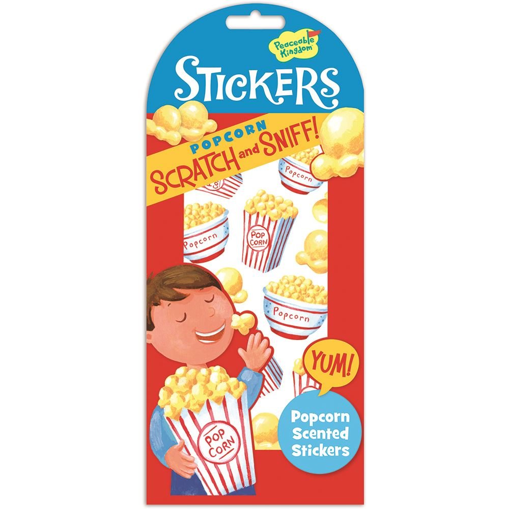 Peaceable Kingdom Scratch and Sniff Popcorn Scented Sticker Pack