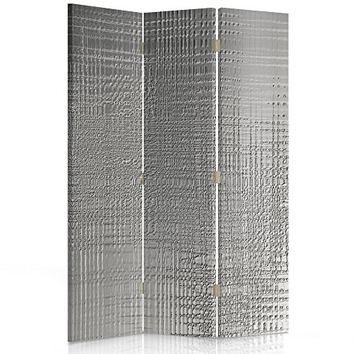 Feeby Paravent Glas Wasser 110x150 cm 3 Teilig Modern Design einseitig Raumteiler Wandschirme Foto Trennwand Raumtrenner Sichtschutz Spanische Wand auf Leinwand Bedruckt Abstrakt Grau