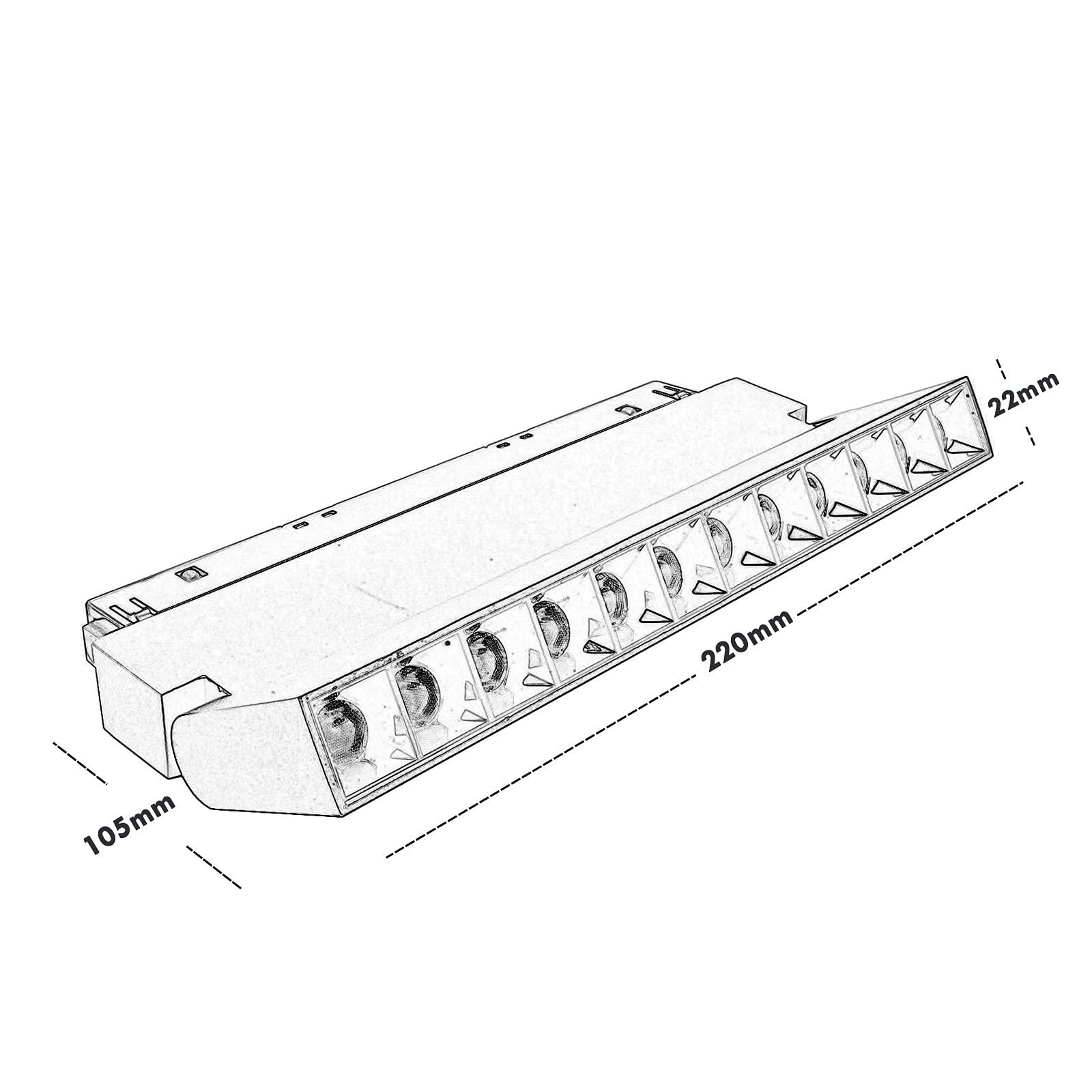 Planetitaly Spot piste pour rail magnétique 12 LED 12 W lumière orientable éclairage vitrines magasin bureau hôtel carrés Dimmable lumière CCT 3000K 4000K 6400K alimentation 48V