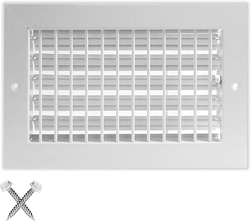 Difusor de suministro de aire ajustable de 12 pulgadas de ancho x 6 pulgadas de alto - cubierta de ventilación de HVAC para pared lateral o techo -