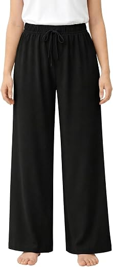 Koriel Girls Wide Leg Palazzo Trousers | Breathable Rayon Pants with Elastic Waist &amp; Soft Inner Lining, Lightweight Casual...