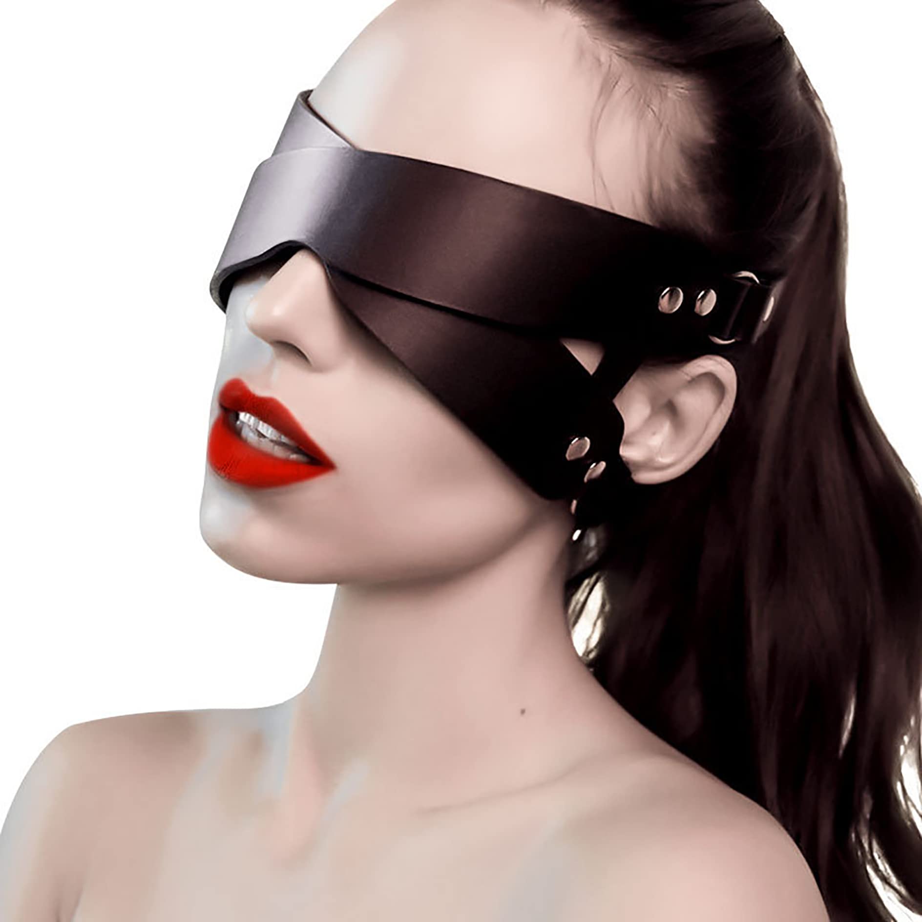 Benda Sexy BDSM Maschera per Gli Occhi Benda Erotica SM Benda in Pelle Benda Nero Erotico Benda Sexy per Festa Veneziana Feste Benda Giocattolo Sessuale per Donne Uomini Coppie Sex Toys