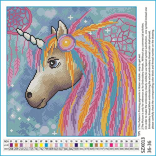 Meecaa Cross Stitch Kits 11 Count Stamped, Colorful Unicorn Animal Embroidery Kit with Accessories Pre Printed (36CMx36CM) (Unicorn) - Image 3