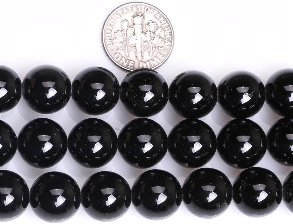 Sweet & Happy Girl's Store 12mm Round Black Tourmaline Gemstone Beads Strand 15 Inch,Jewellery Making Beads - Image 5