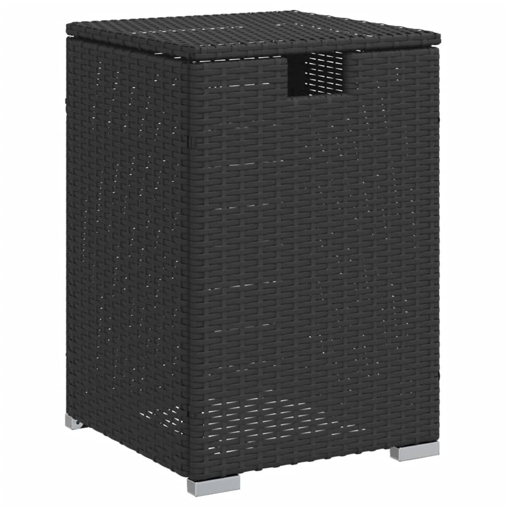 vidaXL Table de Couverture de Bouteille de Propane, Table d'Appoint avec Rangement, Meuble de Jardin Terrasse, Noir Résine Tressée