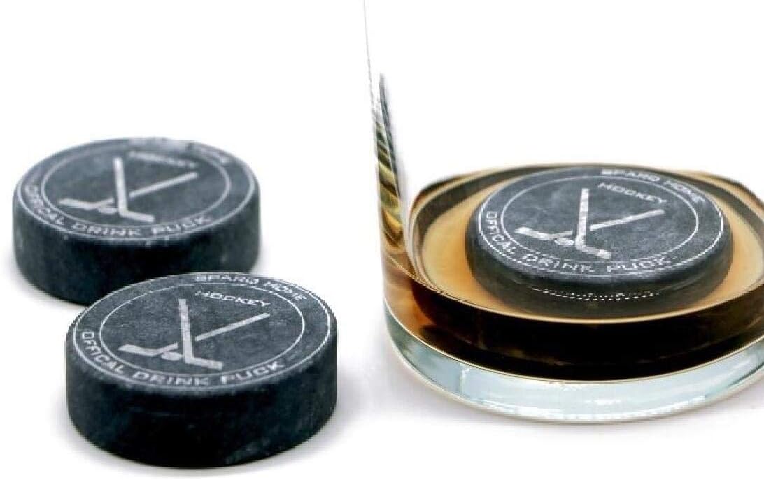 SPARQ Living Whiskey Stones Hockey Pucks Chiller Set of 3 - Whiskey Chilling Stones - Whiskey Rocks Chiller - Reusable Whiskey Ice Stones - Unique Gift for Hockey Fans, Husband, Dad, Boyfriend
