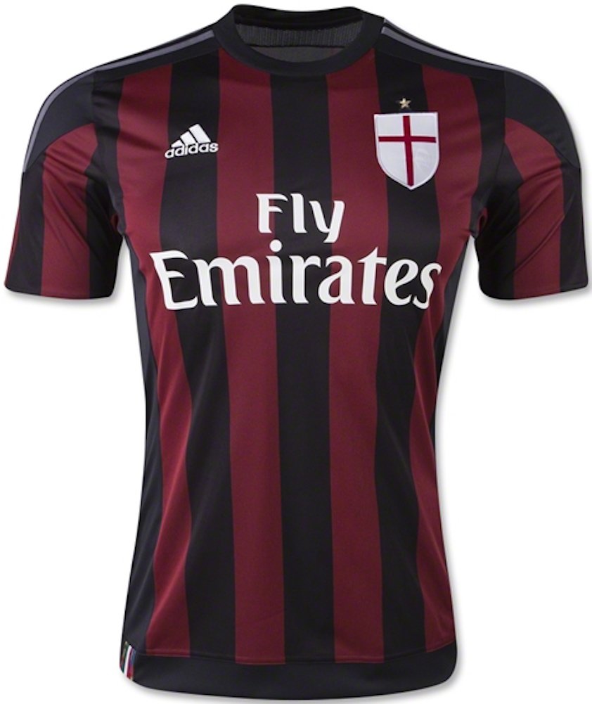 adidas AC Milan Home Replica Mens Soccer Jersey XS Black-Red