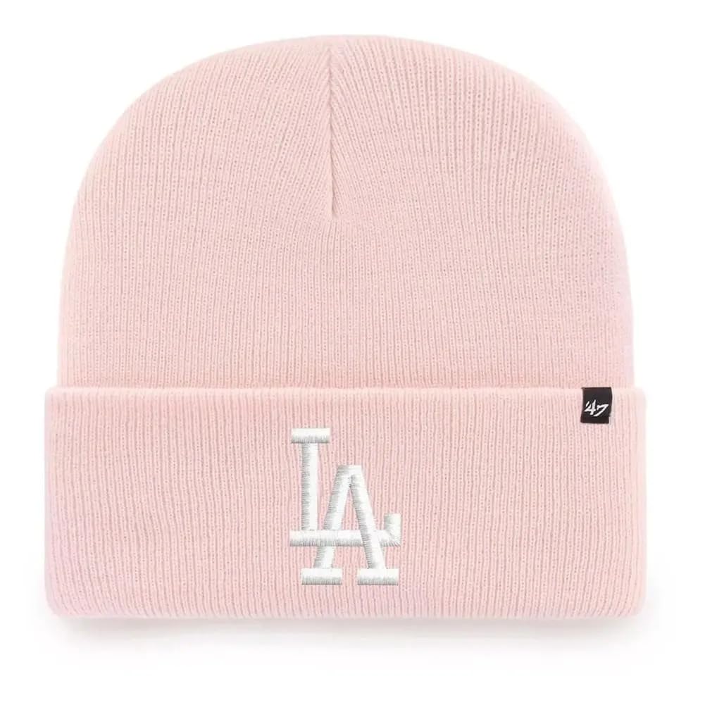 47 MLB Los Angeles Dodgers Unisex-Adult Pink Embroidered Primary Logo Cuffed Knit Beanie Hat Cold Weather Hat One Size