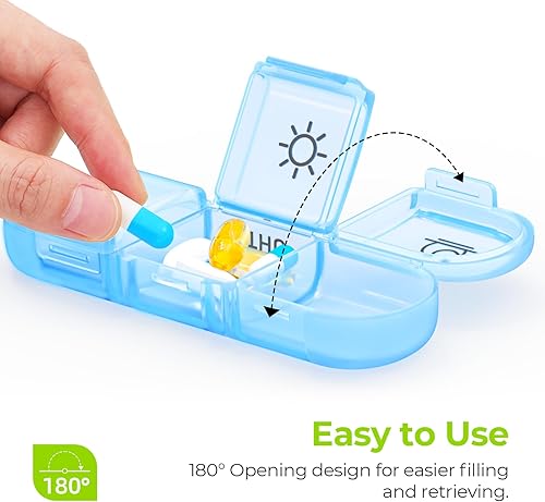 Miniatura 2 de AUVON Pastillero semanal 3 veces al día, pastillero portátil de 7 días con grandes compartimentos separados para guardar medicamentos, vitaminas,