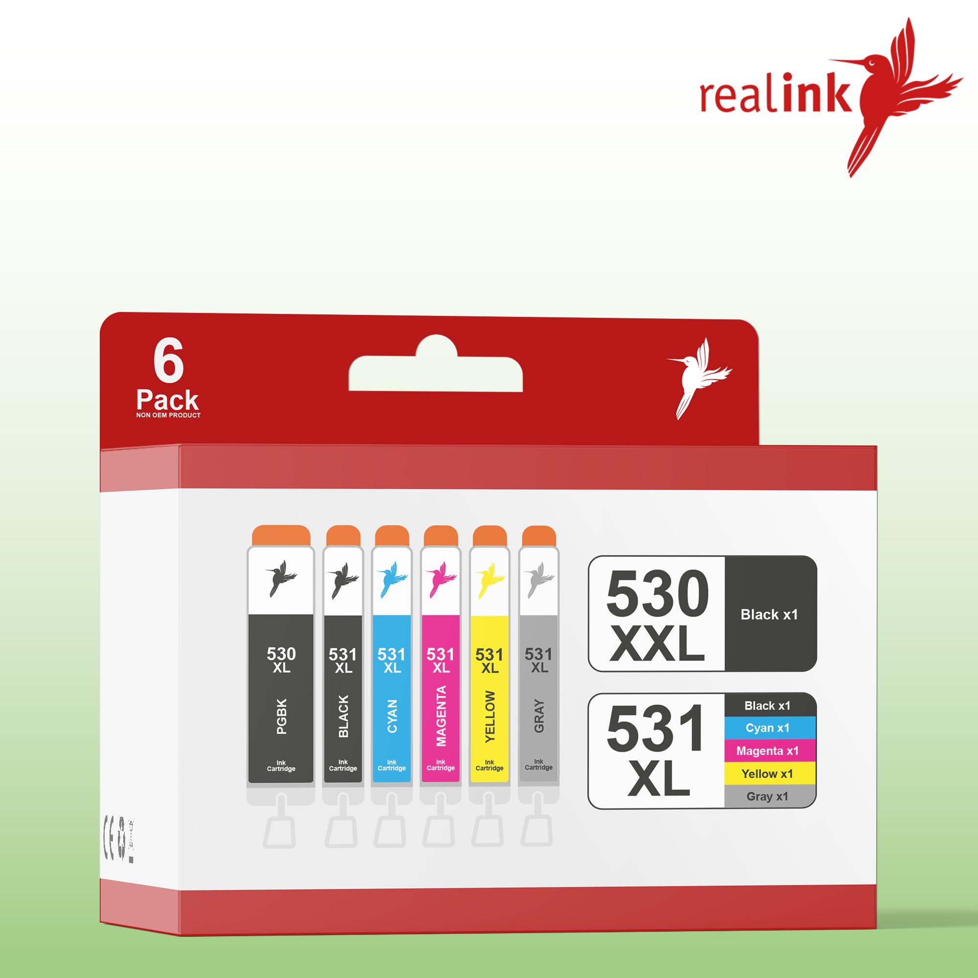 realink Set aus Multifunktionsdrucker TS8750 (Drucker, Scanner, Kopierer) inklusive 12 Druckerpatronen kompatibel für Canon TS8750