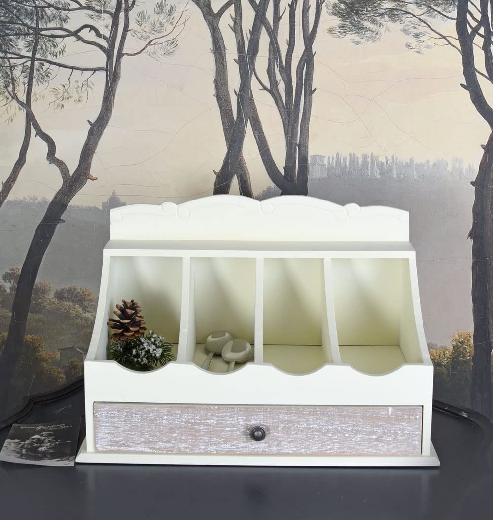 Landhaus Besteckkasten Holz Shabby Chic Schublade Besteckkiste Landhausstil Besteckbox HMB030 Palazzo Exklusiv
