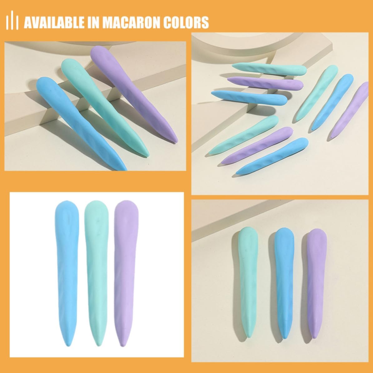 GALPADA 15pcs Macaron Color Long Strip Erasers Set for School and Office, TPR Material Easy to Grip and Versatile Art Erasers for Students and Art Enthusiasts