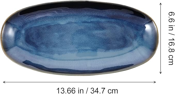 Plato de Cerámica Japonés para Sushi - Azul - 34.7 cm miniatura 3