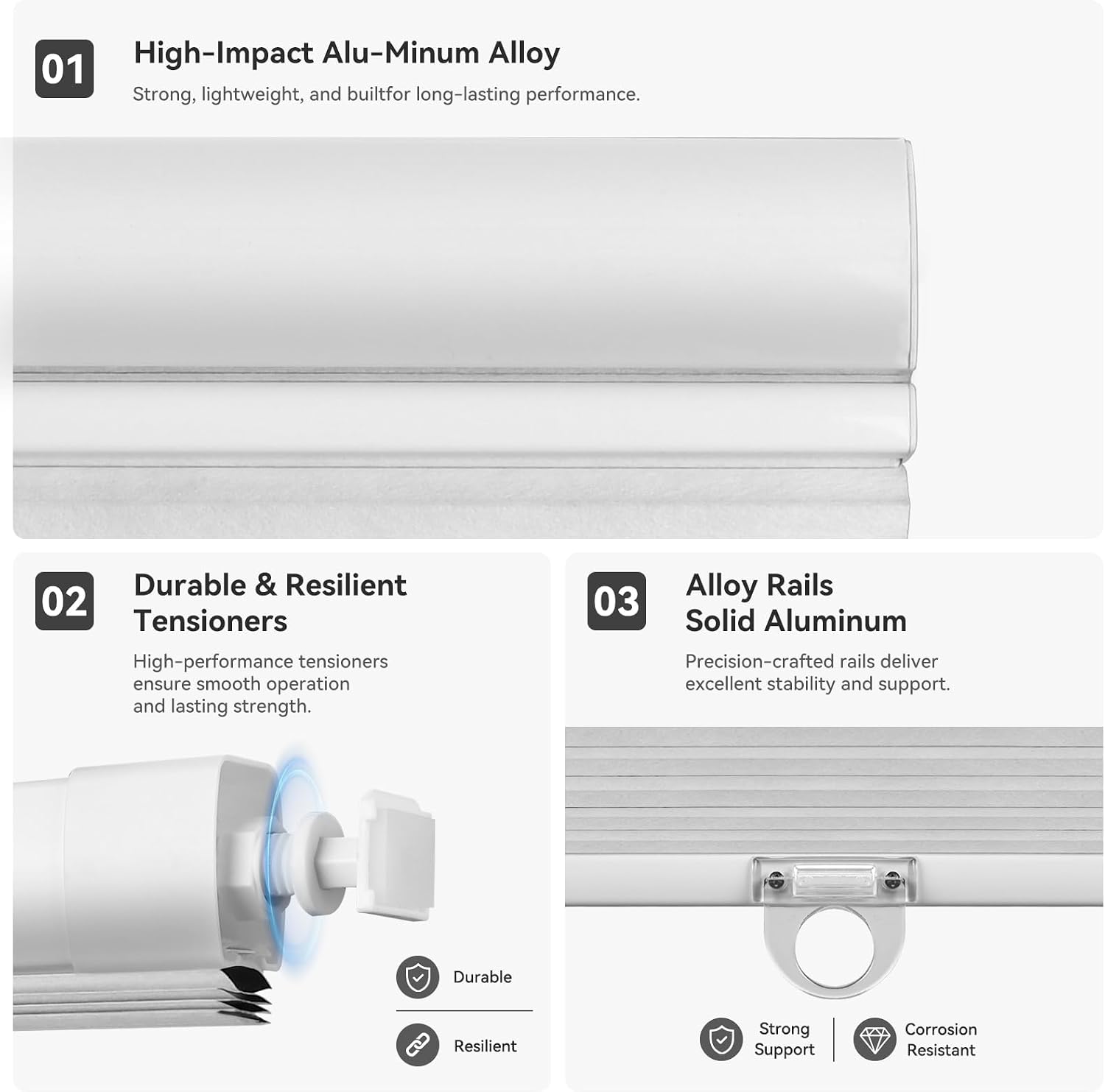 No Drill No Tools Cellular Shades Top Down Bottom Up Honeycomb Blackout Blinds Cordless Window Blinds Easy to Install Cellular Shade for Indoor Windows, White, 30" W x 48" H
