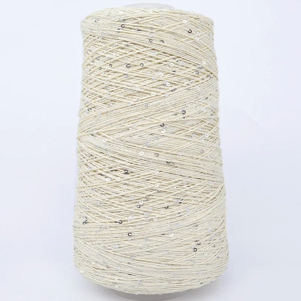 LIUXIN Hilo de Lino con Lentejuelas y Cuentas pequeñas retorcidas, Hilo Brillante Tejido a Mano, Bricolaje, 250 g