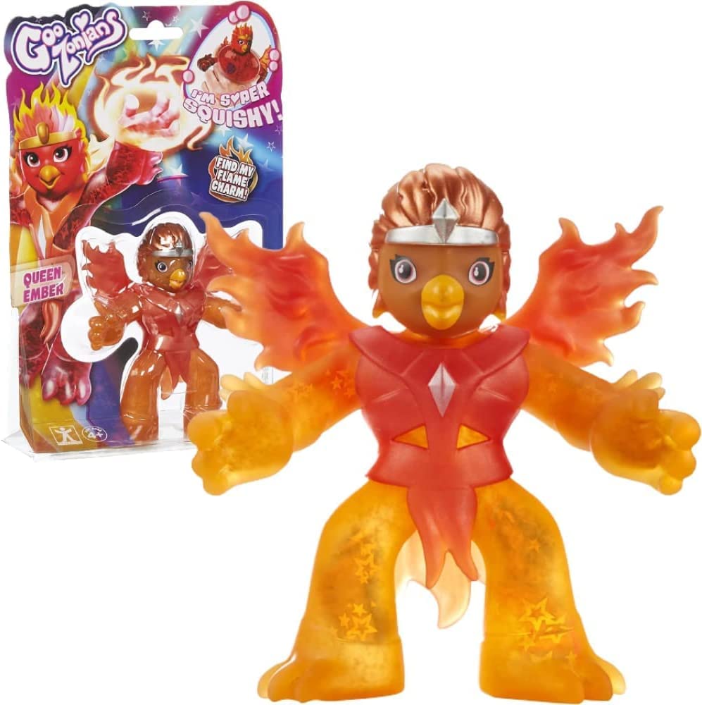 Goozonians BANDAI Queen Ember Doll Figure, Hero Pack Fenix, Super Stretchy Action Figures, Discover Hidden Charms, Collectible Action Figures, for Girls Ages 4+ CO07565