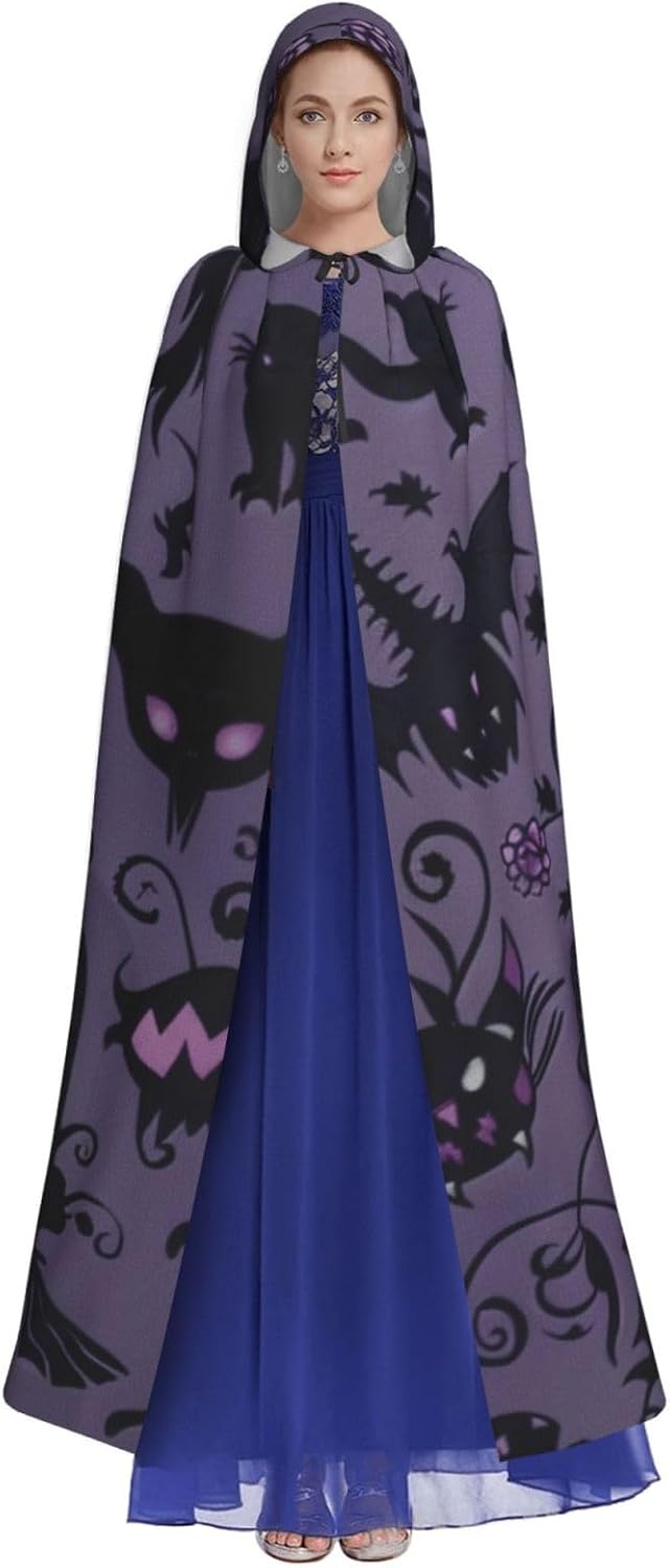 Seashells Starfish Beach Printed Long Hooded Cloak Length Hooded Robe Cloak Halloween Cape Cosplay Costume