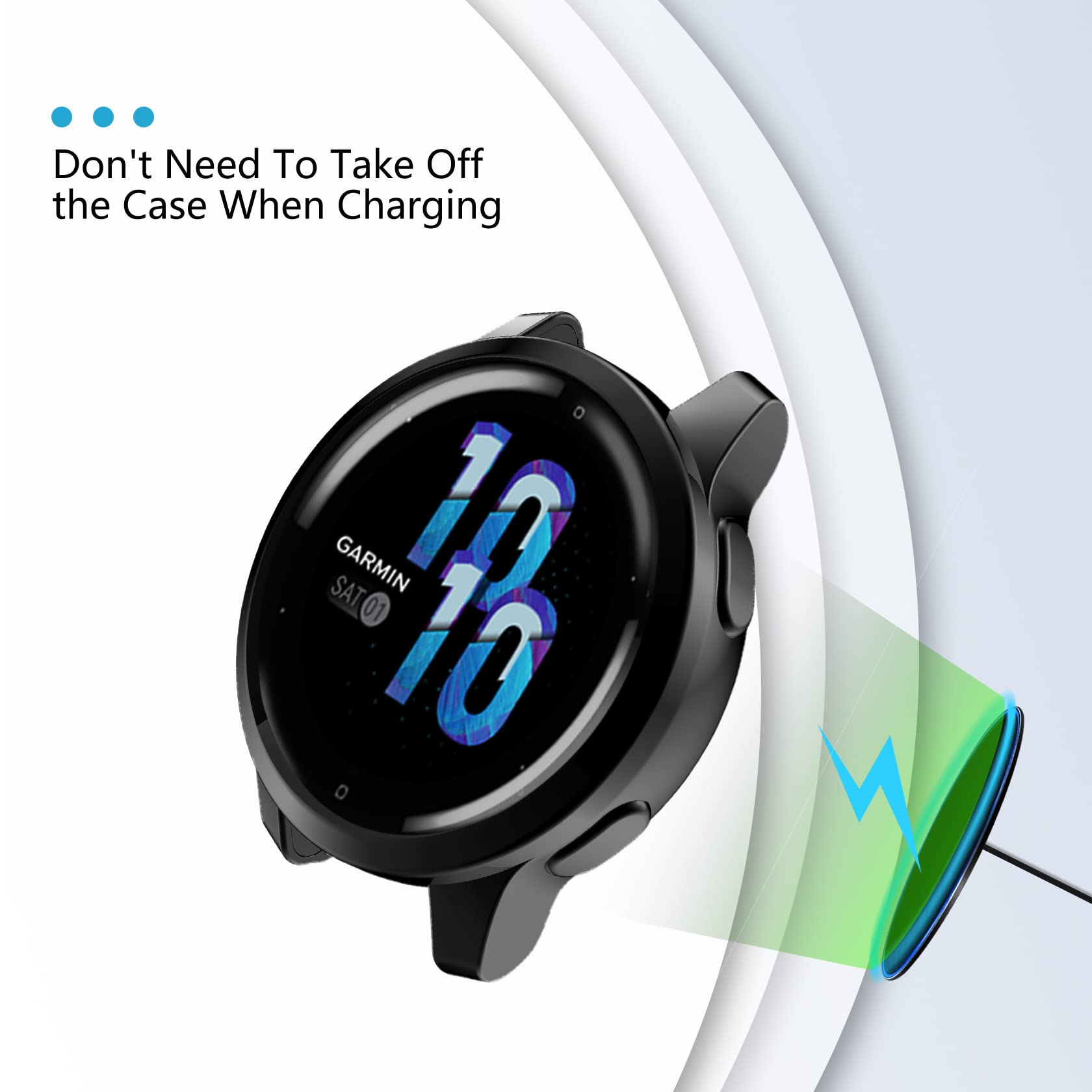 Chofit Custodie compatibili con Garmin Venu 2 Plus 43 mm, pellicola proteggi schermo in TPU placcata in poliuretano termoplastico per Venu 2 Plus (non per Venu 2/Venu Sq/Venu) (nero+trasparente