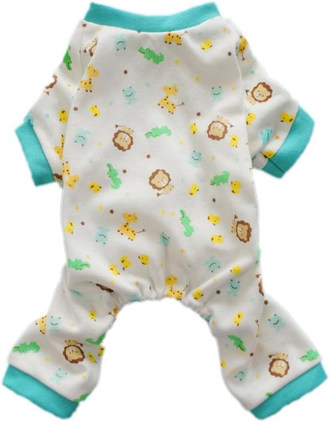 Fitwarm® Cute Zoo Dog Pajamas for Dog Jumpsuit Comfy Soft Dog Pjs Dog Clothes, X-Small