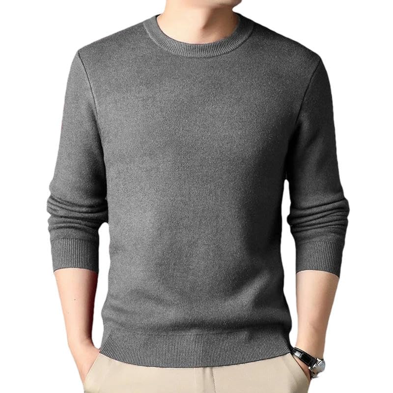Pull col rond en tricot pour homme coupe ample vintage de couleur unie stylé