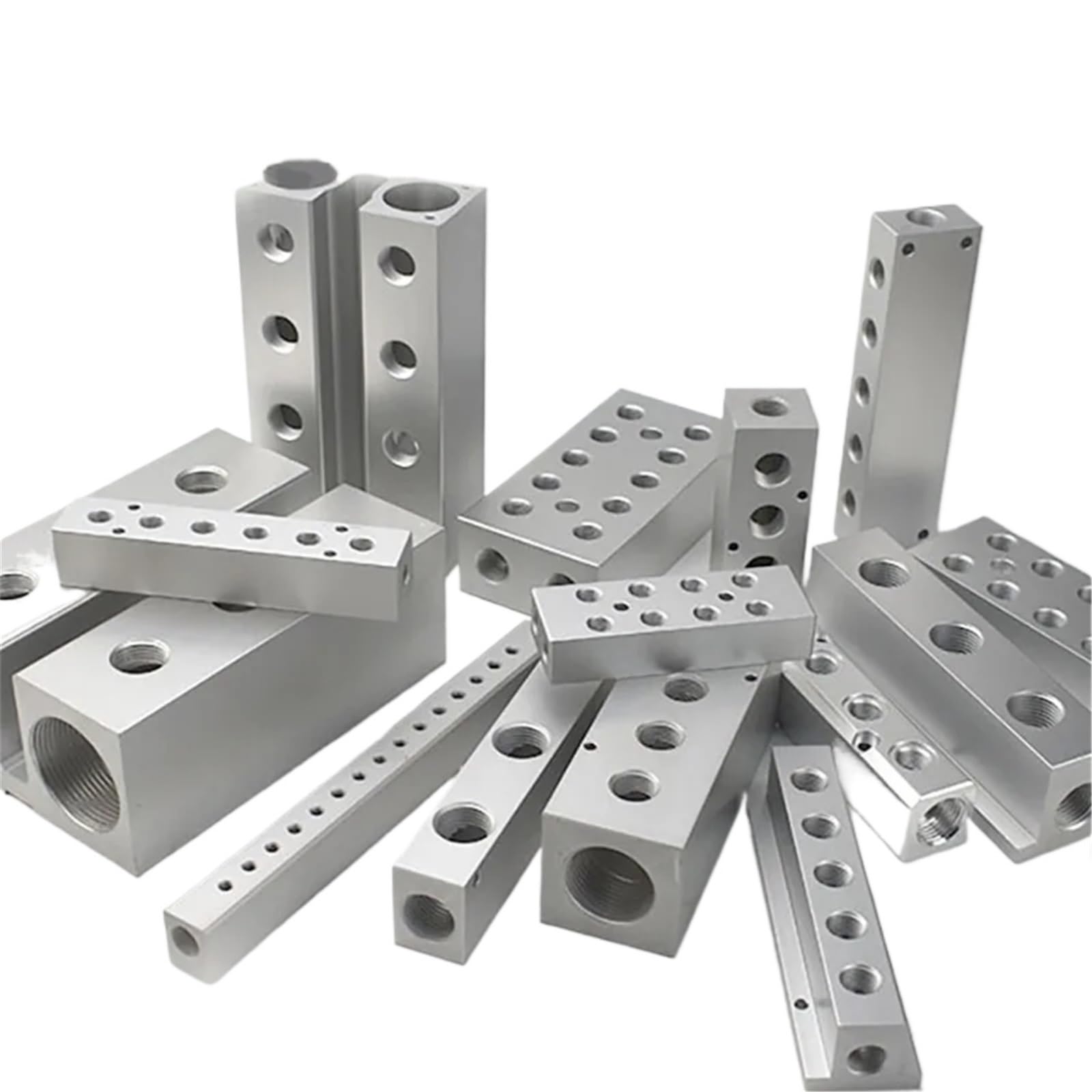 Distribuidor De Colector De Aire De 1/2"1/4" 2 3 4 5 6 7 8 9 Conector De Enchufe Rápido Neumático De 10 Vías Manguera Bloque De Aluminio Splitter-1Pcs(9 Way 11 Port(4to2))