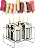 Vista 2 de Kit de moldes de paletas de hielo de acero inoxidable, moldes de acero inoxidable, soporte para palitos de helado de paletas de hielo + cepillo