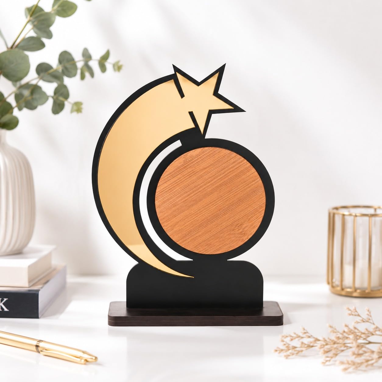 GKD Star Trophy Memento | Self-Customizable Wooden & Acrylic Award with Stickers | Corporate Appreciation, Employee Recognition, Achievement Award (Big - Self)-picture-31